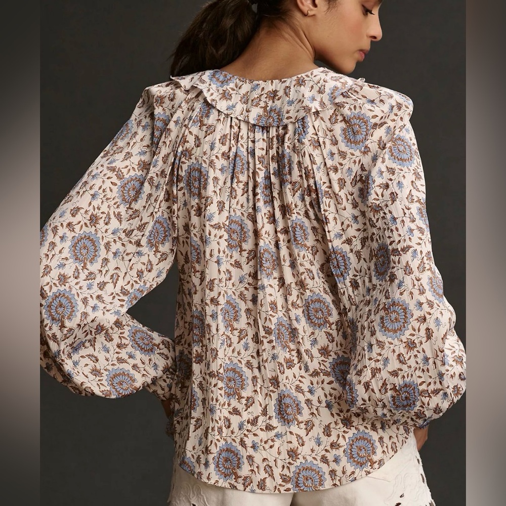 Anthropologie Button-Front Peasant Blouse - Picture 4 of 12